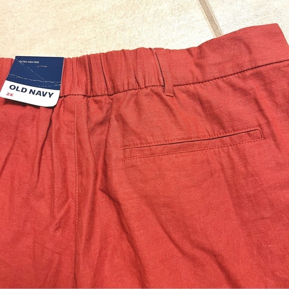 NWT Old Navy Plus 2X Women’s Extra High-Waisted Linen Trouser Shorts 5-inch wine - Picture 7 of 8